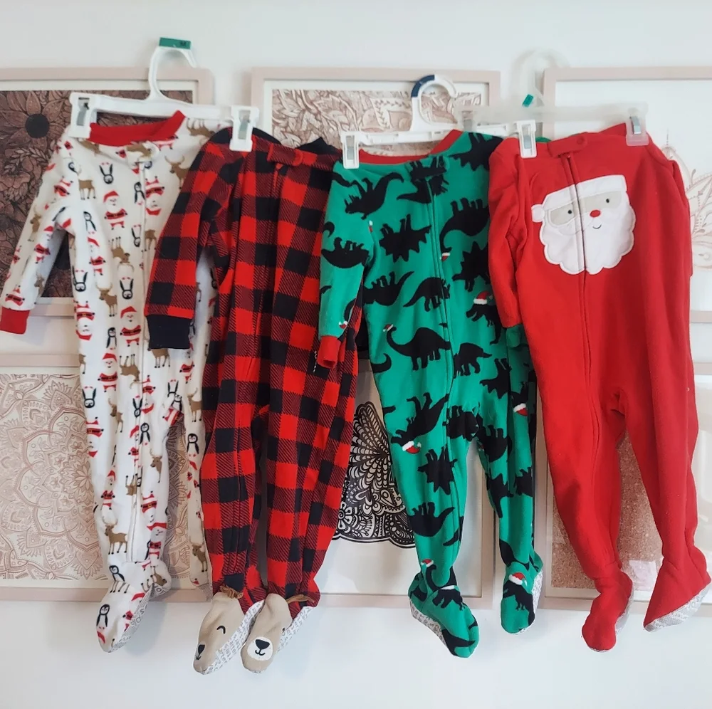 4 Carter's Christmas sleepers,  12 months